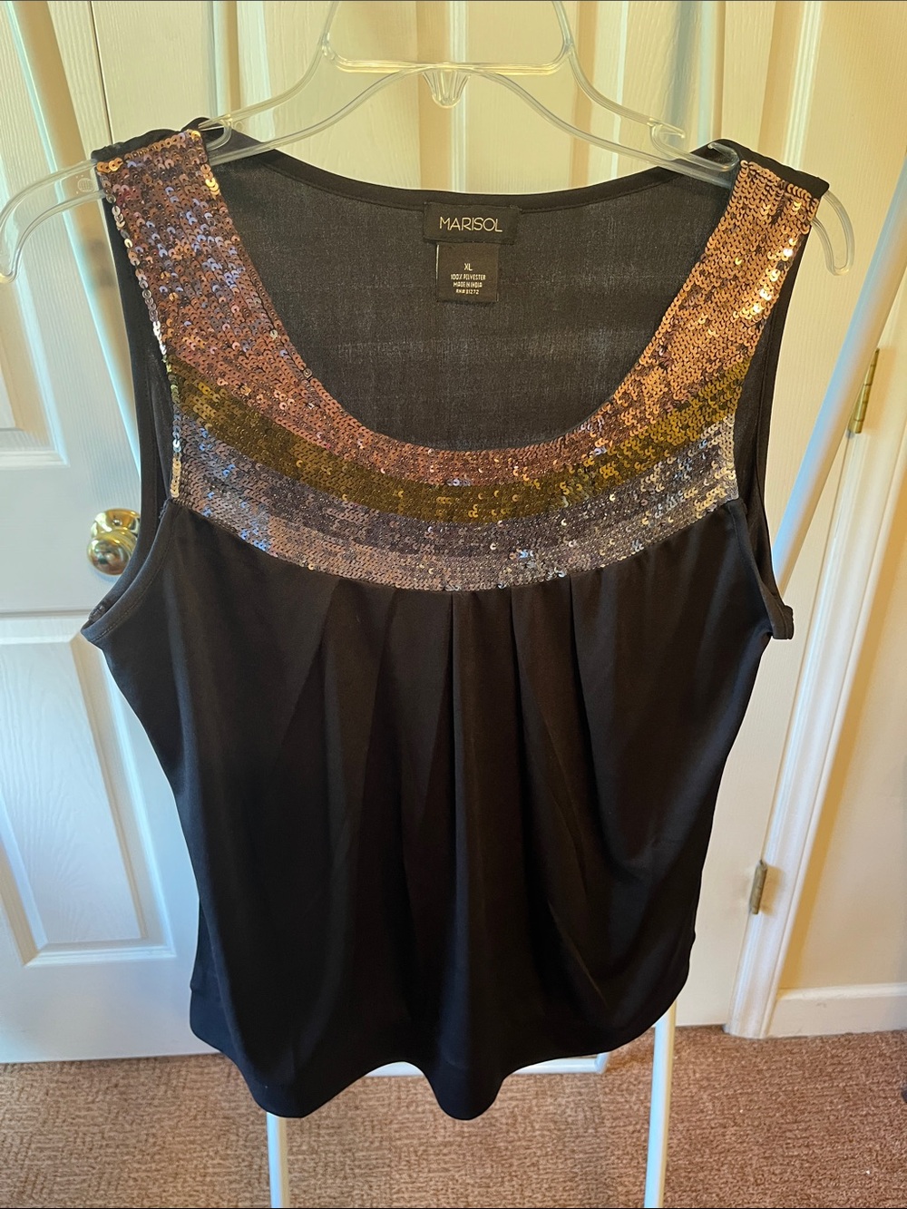 Marisol Black Sequin Neckline Tank PTP 22” L 27”